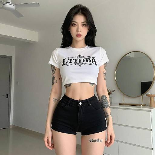 Confident Young Woman in Minimalist Room