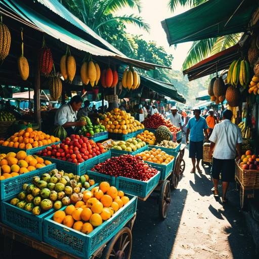 Vibrant Tropical Fruit Market Scene