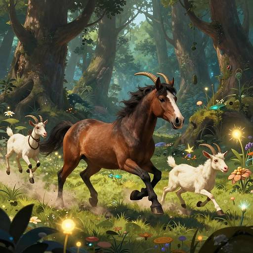 Mystical Forest Animal Trio Running