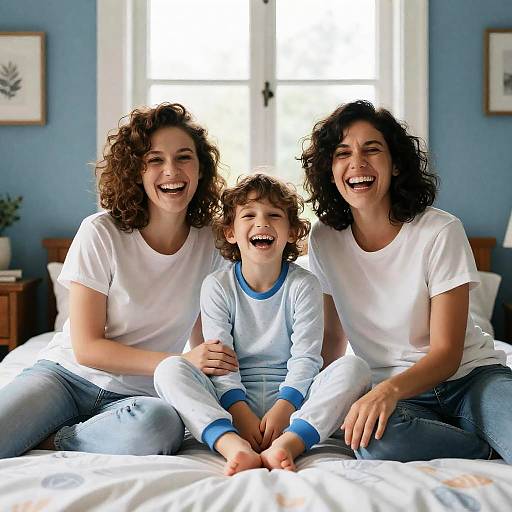 Joyful Family Moment in Bright Room