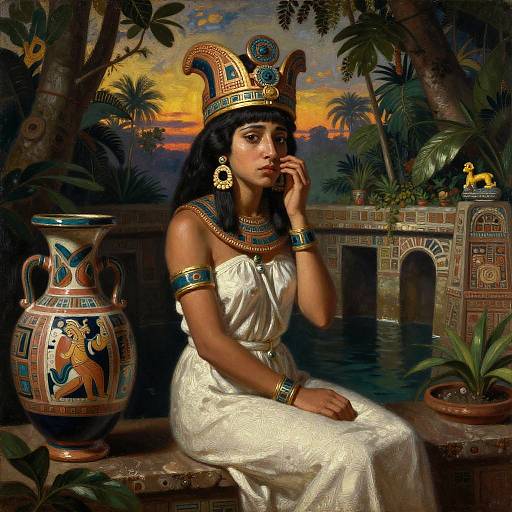 Maya High Priestess in Jungle Temple at Dusk