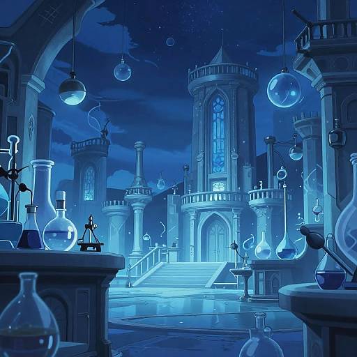Blue Medieval Anime Laboratory Scene
