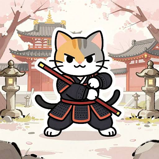 Fierce Samurai Cat Mascot Logo