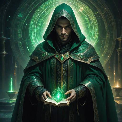 Mysterious Mage with Glowing Emerald Light