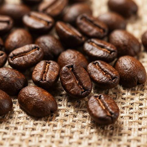 Close-Up Coffee Beans on Burlap