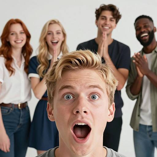 Vibrant Group Portrait with Expressions