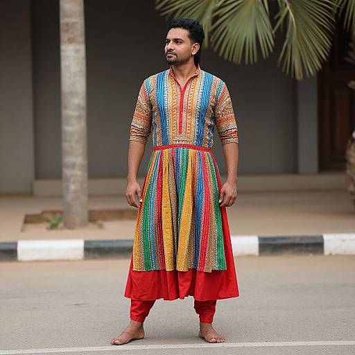 Colorful Nagada Sang Dhol Dance Costume