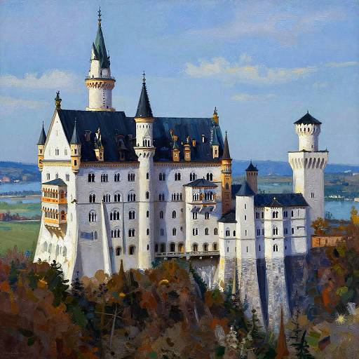 Impressionistic Neuschwanstein Castle Painting
