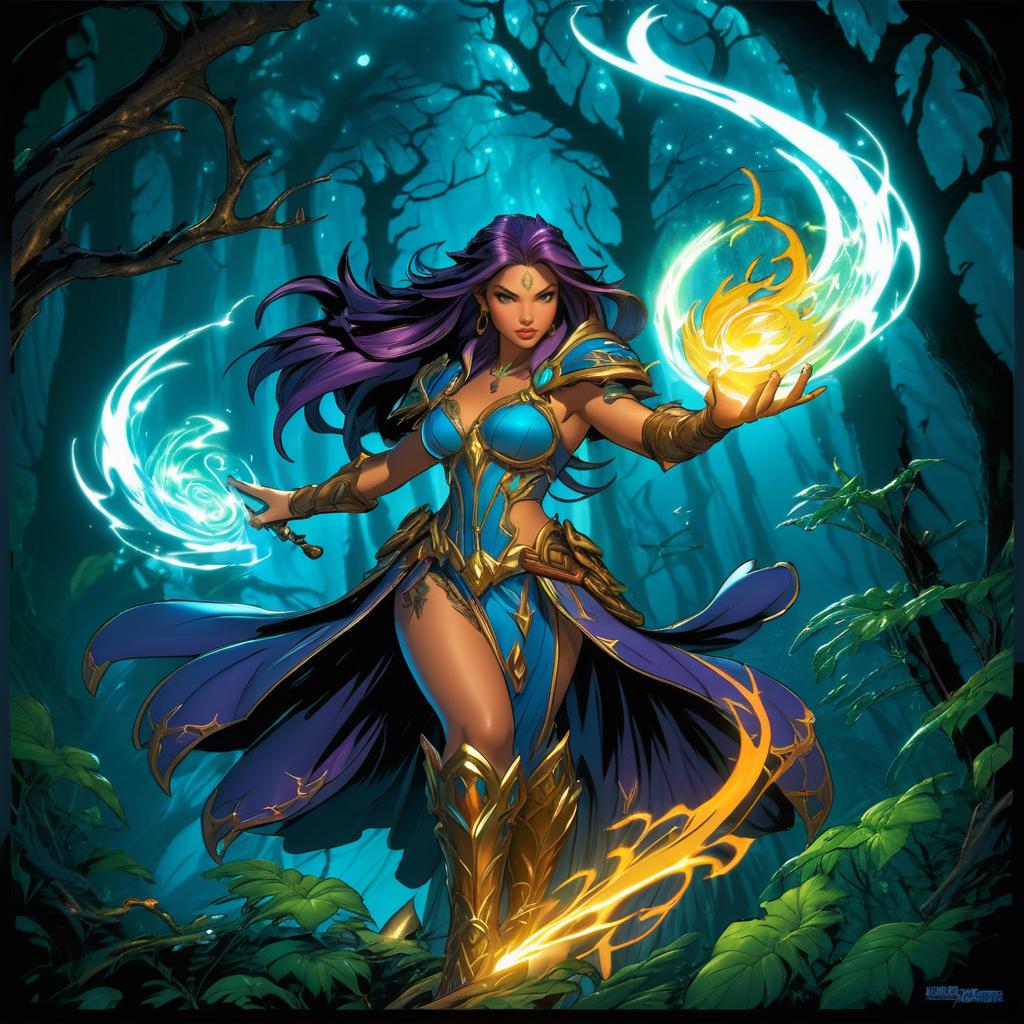 Mystical Sorceress in Enchanted Forest