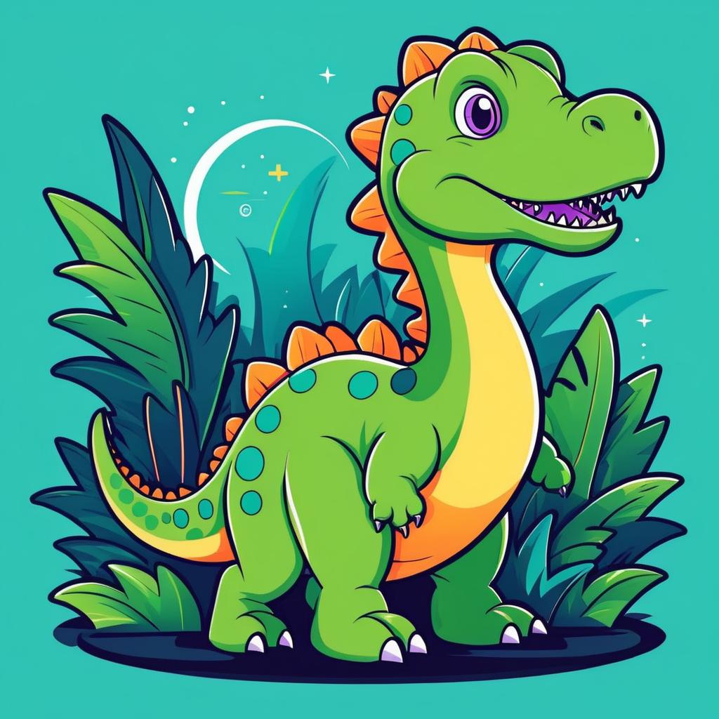 Trendy Cartoon Dinosaur T-Shirt Design