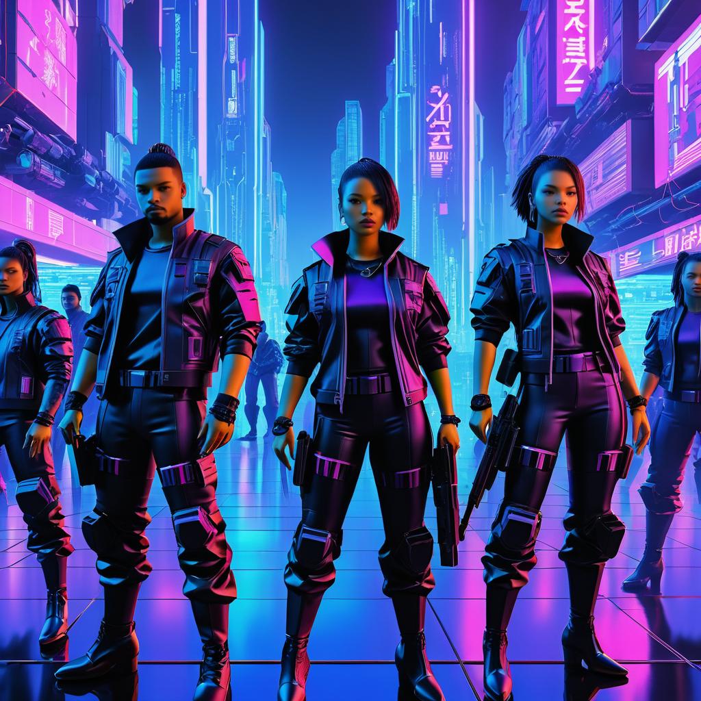 Rebels in Neon: Cyberpunk Sabotage Scene