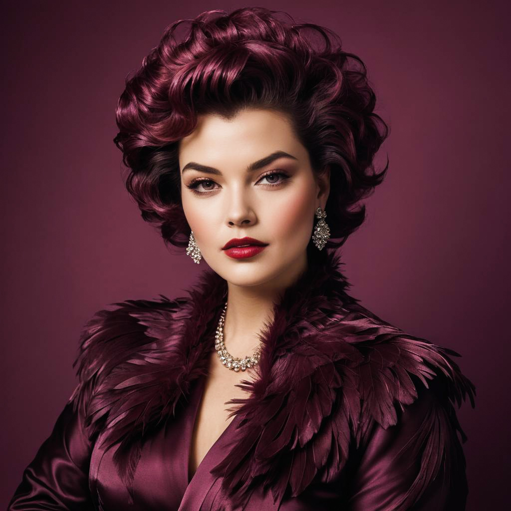 Stylish Retro Woman in Velvet Setting