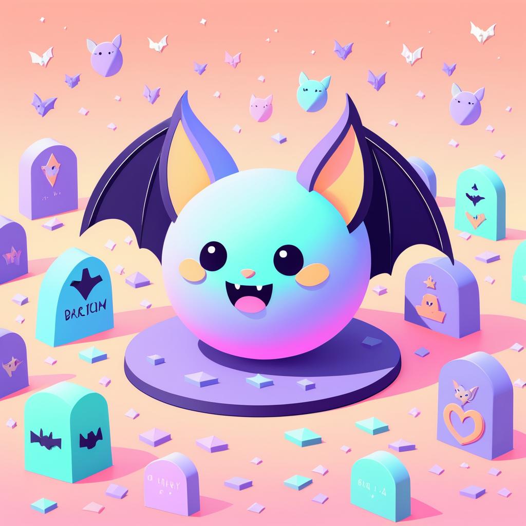 Playful Kawaii Bat Illustration for Halloween