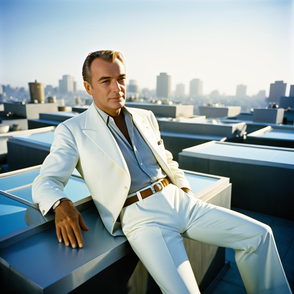 Futuristic Rooftop Portrait of Gary Cooper