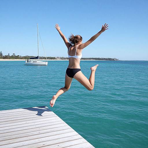 Joyful Leap into Turquoise Waters