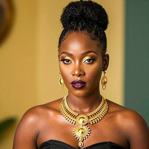 Elegant Black Woman with Intricate Jewelry