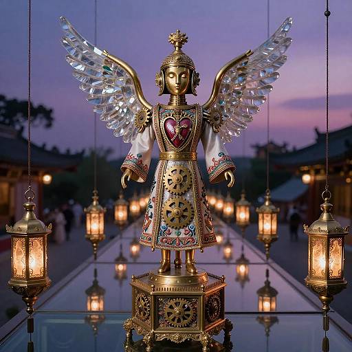 Clockwork Nightingale in a Mystic Temple