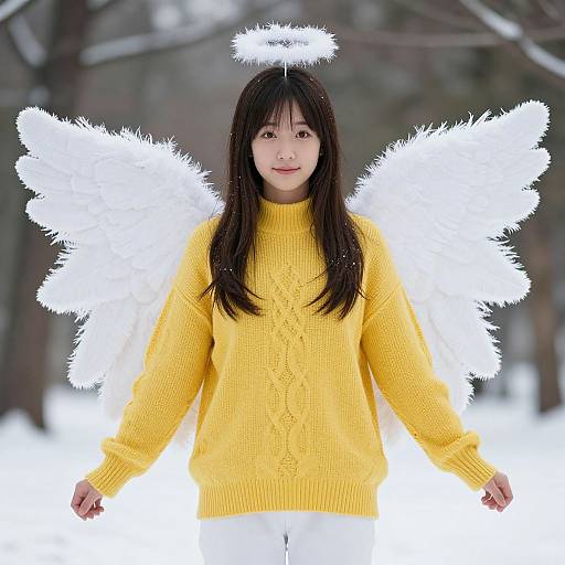 Girl in Snow Angel Costume