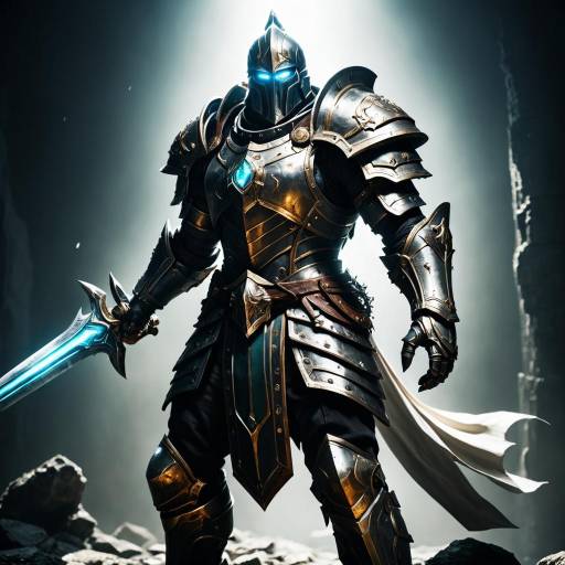 Futuristic Knight in Glowing Armor