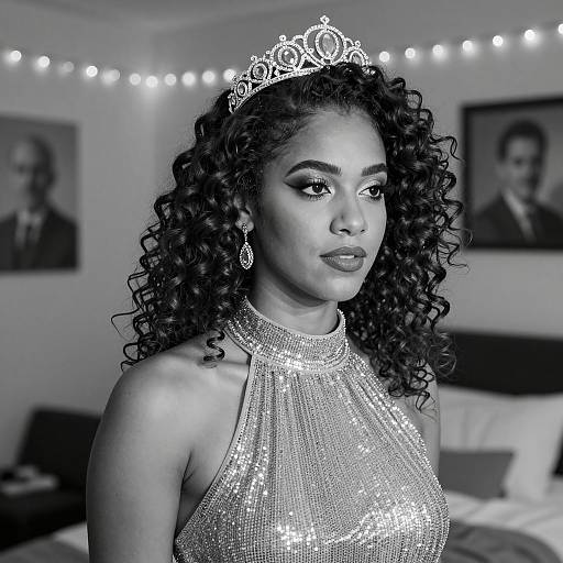 Elegant Woman in Sparkly Halter Top