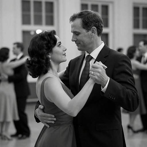 Classic Black-and-White Ballroom Dance Portrait