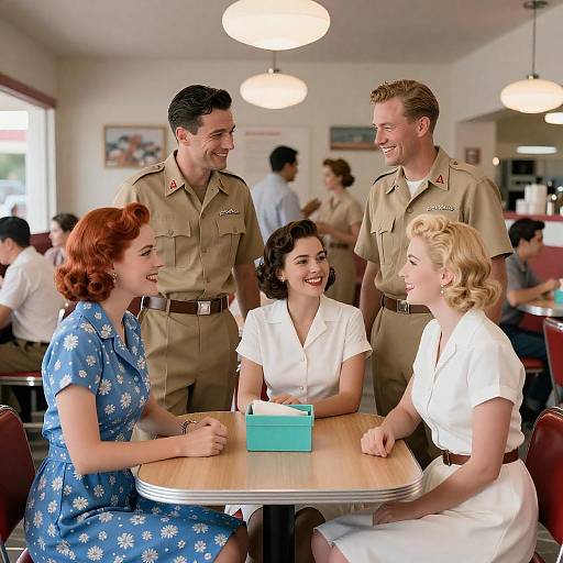 Vibrant 1950s Diner Scene with Friends