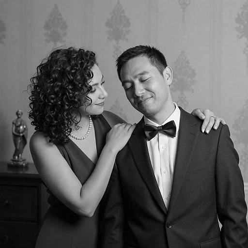 Romantic Black-and-White Couple Portrait