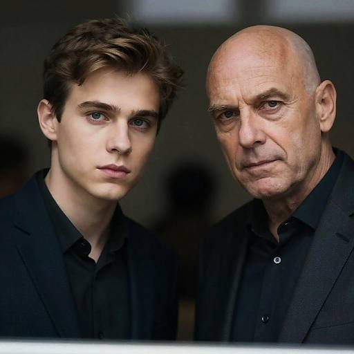 Portrait of Two Men in Dark Suits Behind Glass