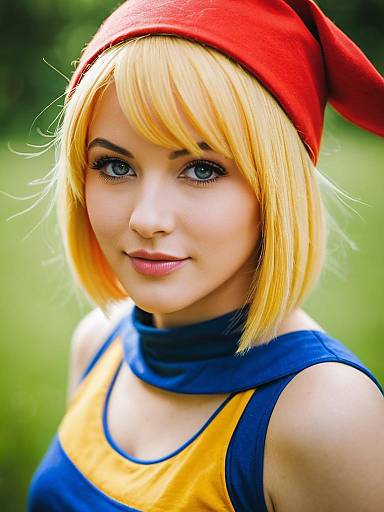 Lifestyle costume photo of Amitie (puyopuyo). Cosplay clothes