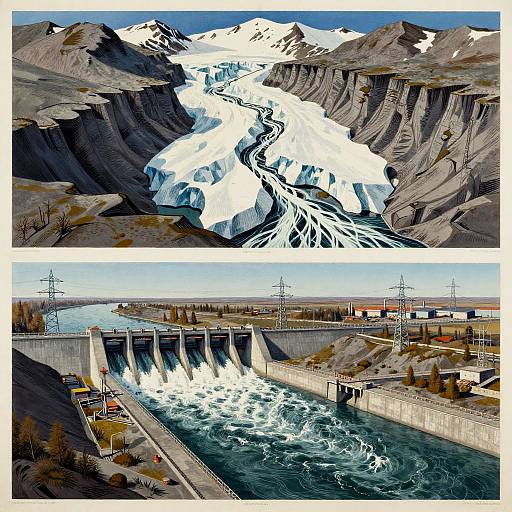 Soviet Constructivist River System Propaganda Poster