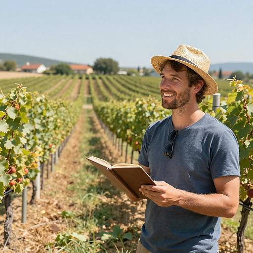 Man Enjoying Vineyard Tour