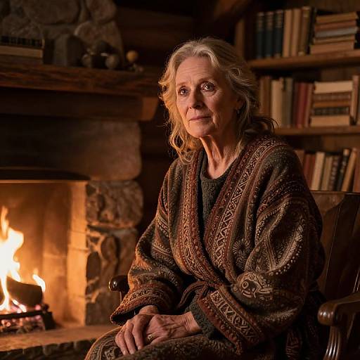 Miriam, Wise Storyteller by Fireplace