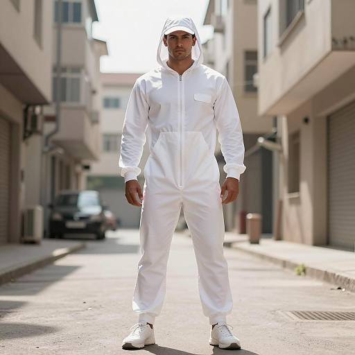Urban Hero in White Costume Photography