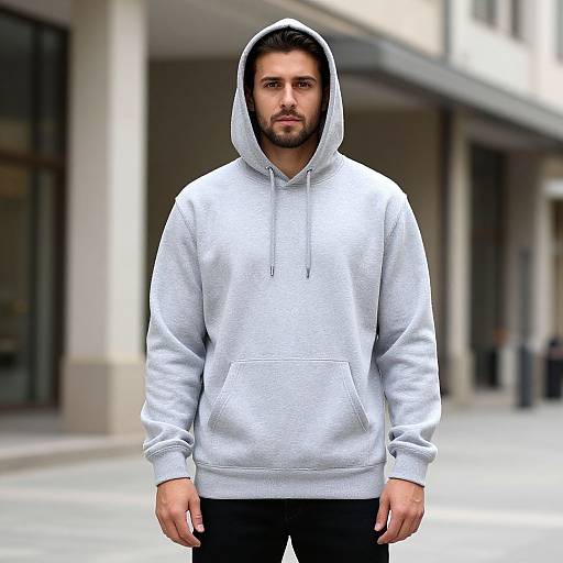 Trendy Man in Gray Hoodie