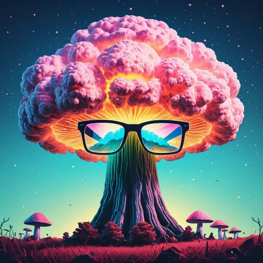Vibrant Mushroom Cloud Icon with Glasses Vibrant Mushroom Cloud Icon with Glasses