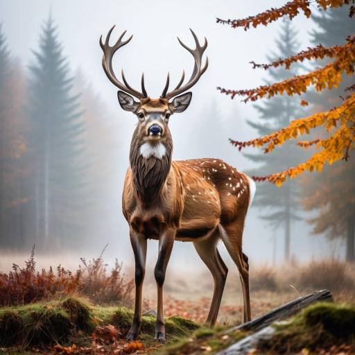 Confident Deer in Misty Autumn Scene Confident Deer in Misty Autumn Scene