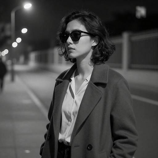 Nighttime Elegance: A Woman in Monochrome