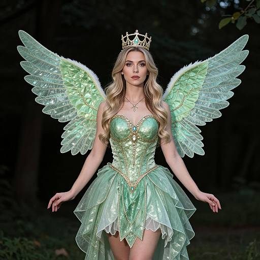 Green Angel Woman Costume Design