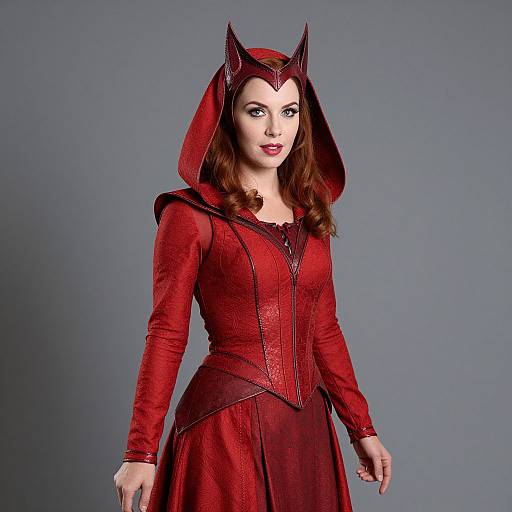 Woman in Vintage Scarlet Witch Costume