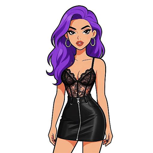 Edgy Chic Woman with Purple Hair