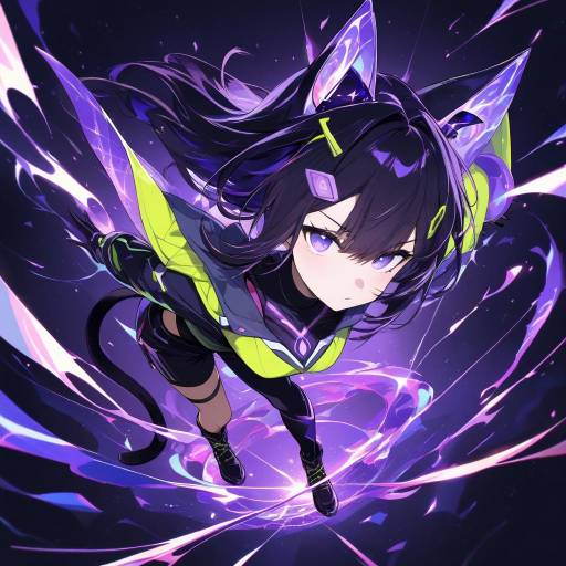 Dynamic Anime Character with Cat Features