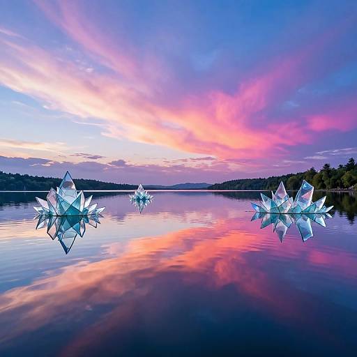 Surreal Lakeside with Glass Archipelagos
