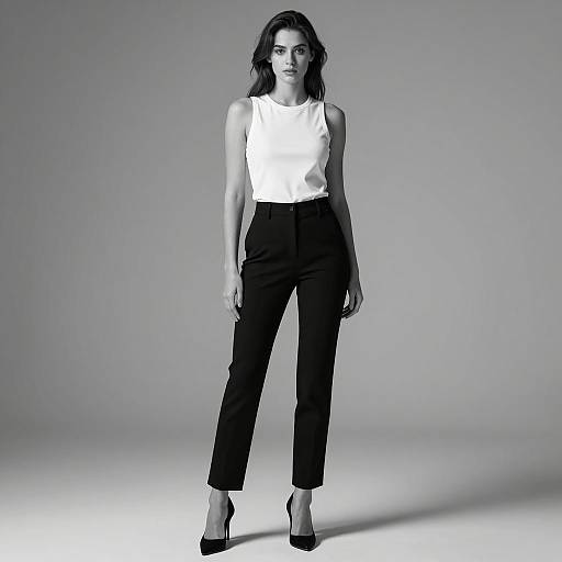Confident Woman in Minimalist Monochrome