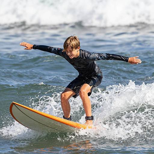 Joyful Young Surfer Riding the Waves