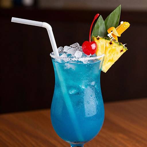 Blue Hawaiian Cocktail with Tropical Garnish