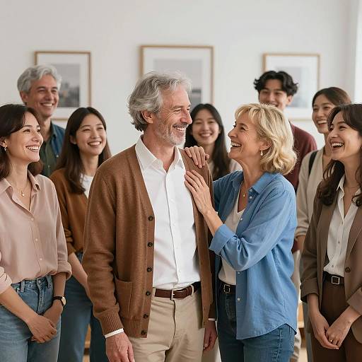 Happy Group Social Gathering Indoors