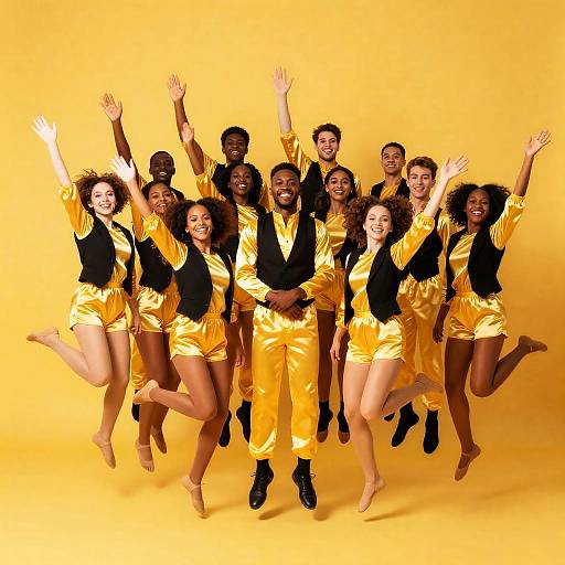 Energetic Dance Group in Yellow Satin