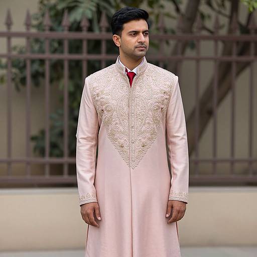Man in Pink Sherwani Costume