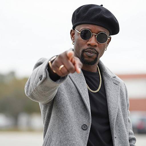 Stylish African American Man in Beret