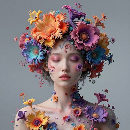 Surreal Figure with Fractal Flower Crown